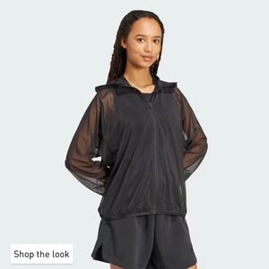 Adidas SOFT LUX MESH FULL-ZIP HOODIE in black size Xlarge NWT